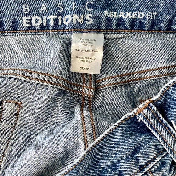 Basic Editions Relaxed Fit Denim Jeans Men's 38W 30L - Picture 5 of 5